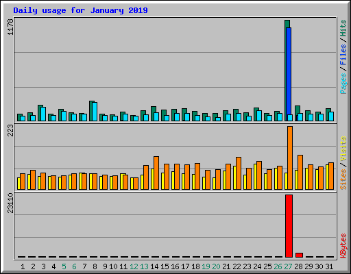 Daily usage for January 2019