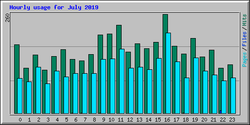 Hourly usage for July 2019