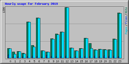 Hourly usage for February 2019