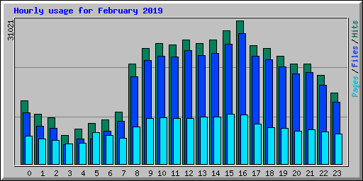 Hourly usage for February 2019